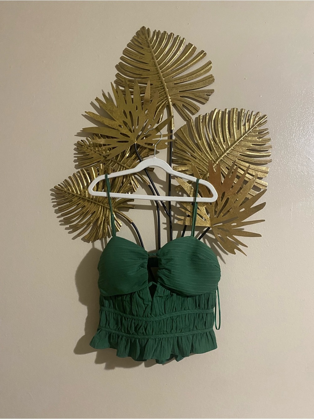 En Saison Emerald Green Ruched Peplum Cami